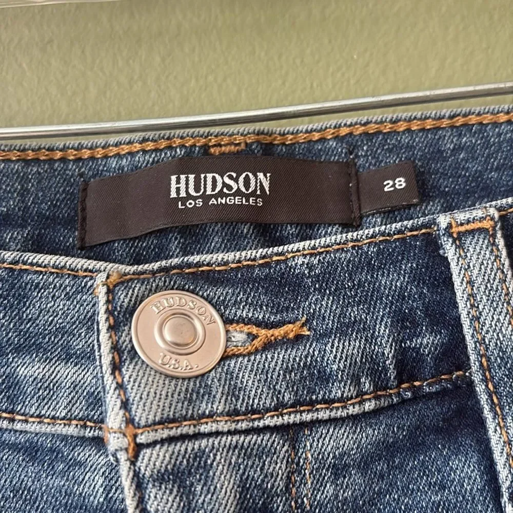 Hudson Jeans Barbara Super Skinny Denim Stretchy Jeans In Adored Wash Sz 28